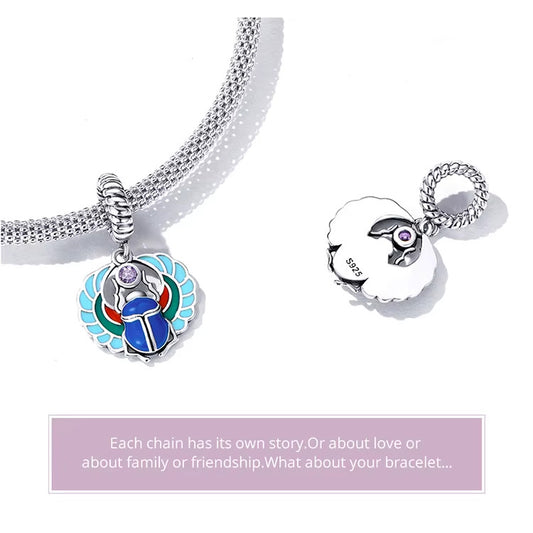 Ägyptischer Skarabäus Charm aus 925 Silber Schmuck