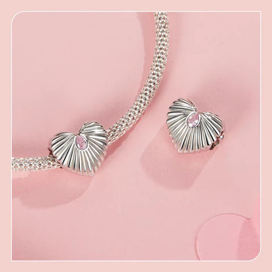 Sterling 925 Silver Pink Heart Stone Charm – Pandora Compatible