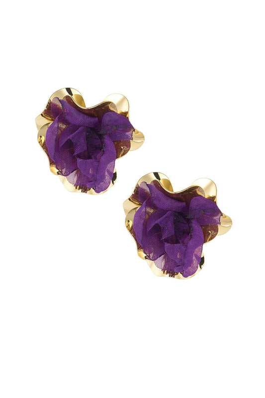 Stainless Steel Mesh Purple flower petals Earrings