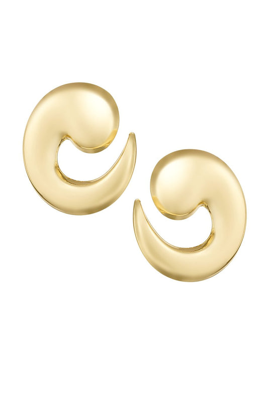 Stainless Steel Big Wave Earring in color Gold