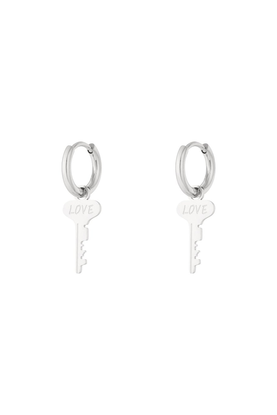 Stainless Steel simple Love key earring