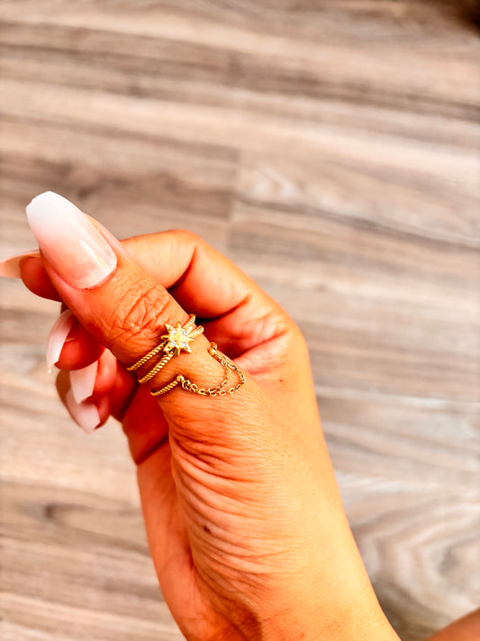 Stainless steel multi layers ring with star in the center