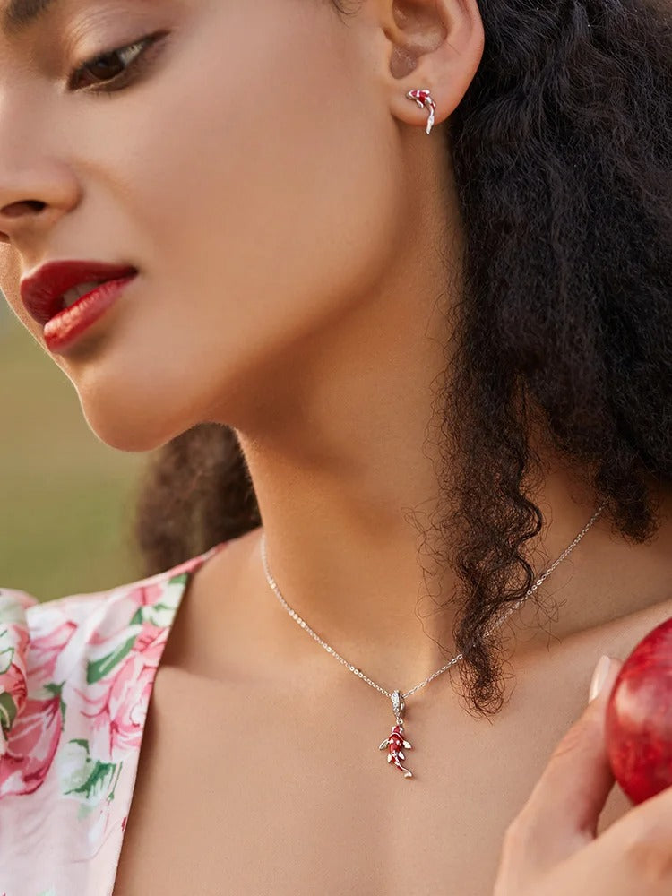 sterling 925 silver red charm in form of koi fish that is suitable for original pandora bracelet and necklaces