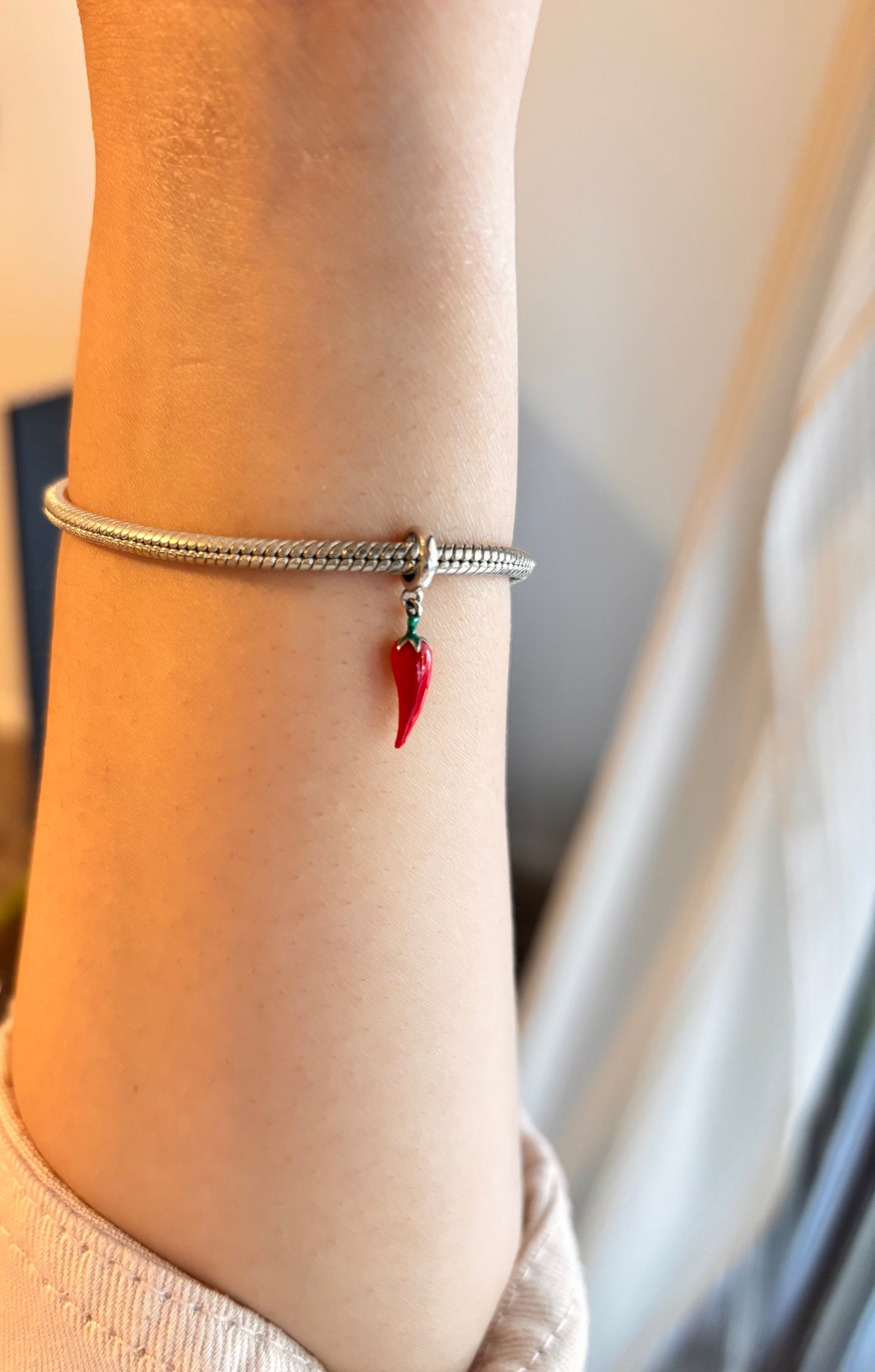 Sterling silver 925 Red Chili Pepper Charm