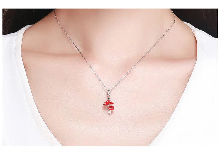 Charm-Anhänger „Roter Pilz“ aus 925er Sterlingsilber – kompatibel mit Pandora