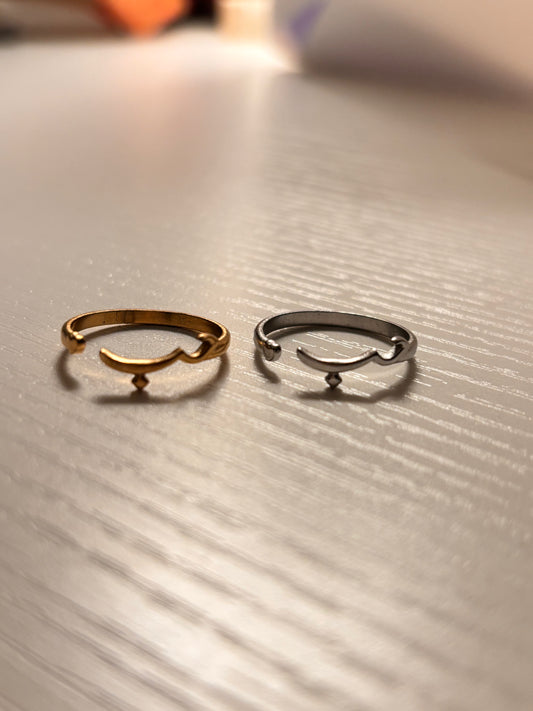two stainless steel rings in color gold and silver engraved love in Arabic