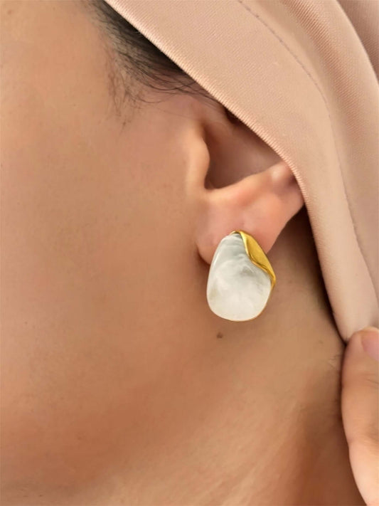 Stainless Steel Chic marble teardrop earring