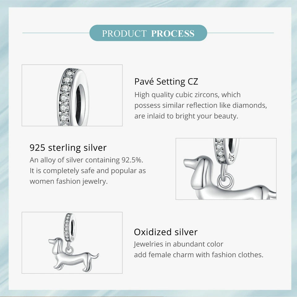 Border Collie-Hundeanhänger aus 925er Sterlingsilber – kompatibel mit Pandora