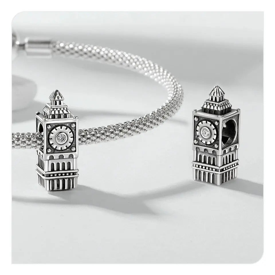 Sterling 925 Silber Big Ben Uhr Charm