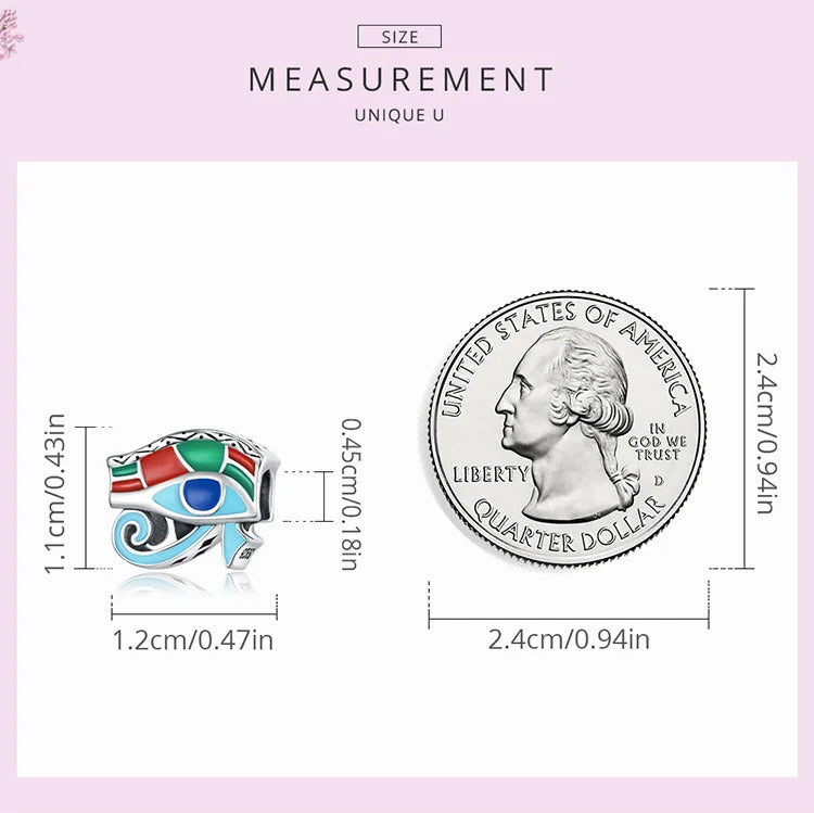 Charm-Anhänger aus ägyptischem Horusauge aus 925er Sterlingsilber – kompatibel mit Pandora