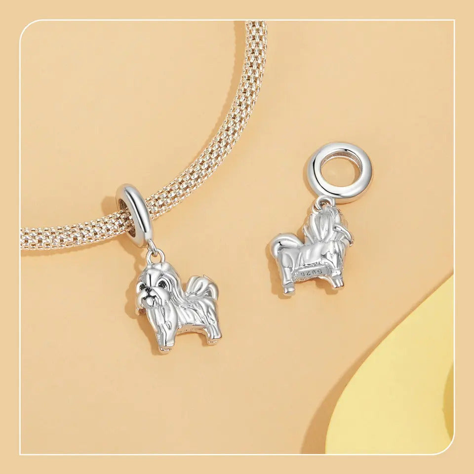 Sterling 925 silver Shih Tzu dog Charm