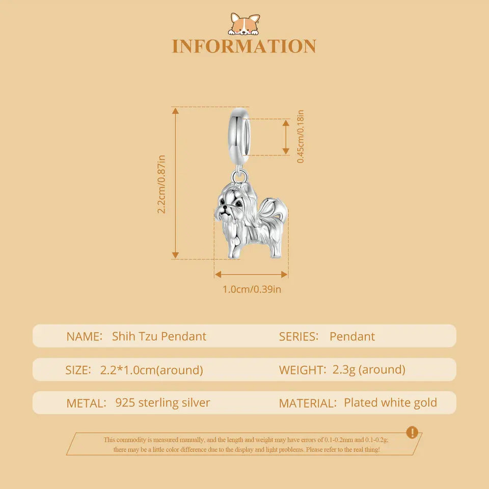 Sterling 925 silver Shih Tzu dog Charm