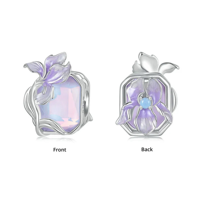 Schimmernder Irisblumen Charm aus 925 Silber Schmuck