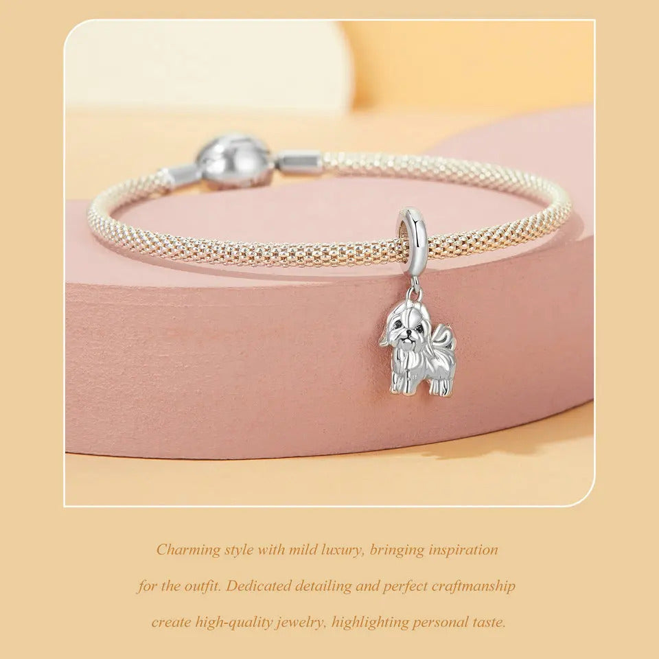Sterling 925 silver Shih Tzu dog Charm