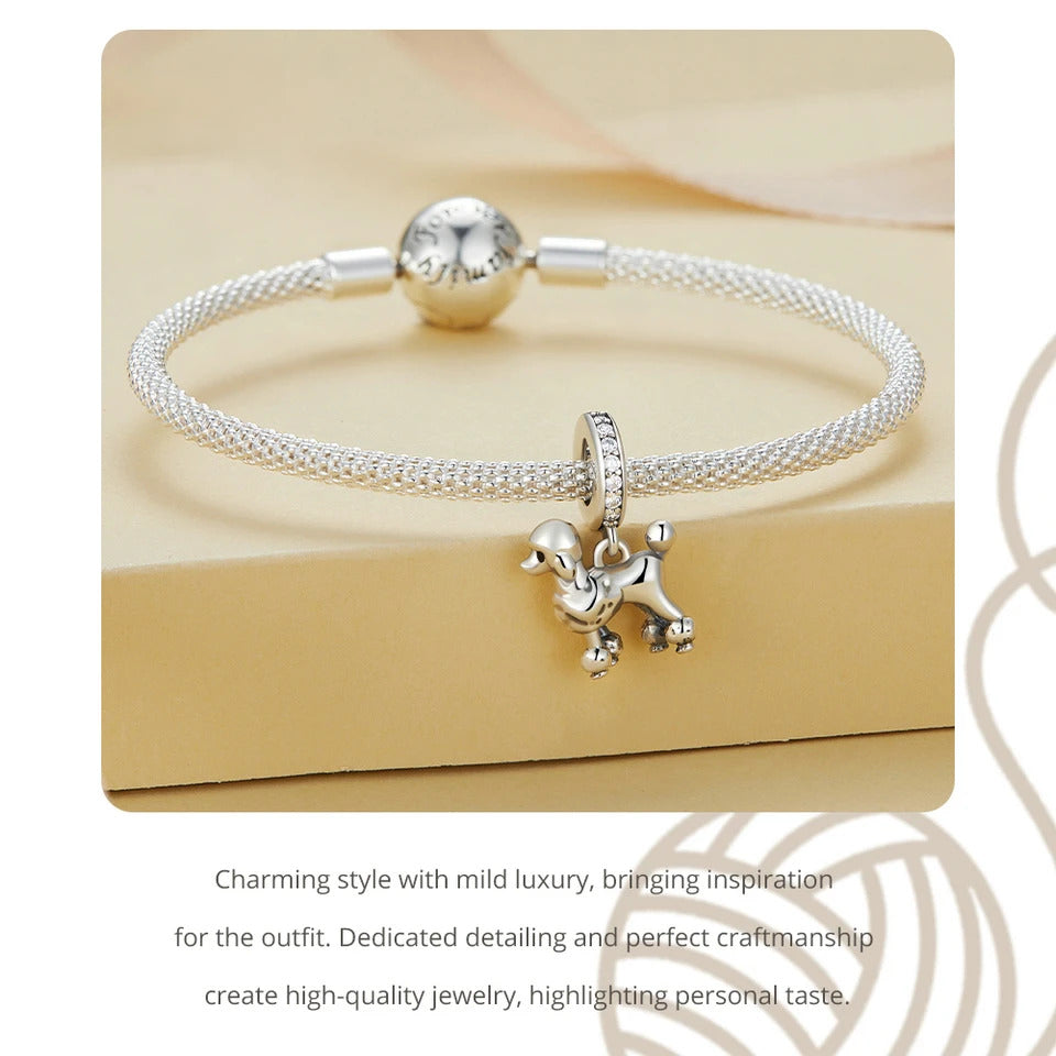 Sterling 925 silver Poodle dog Charm