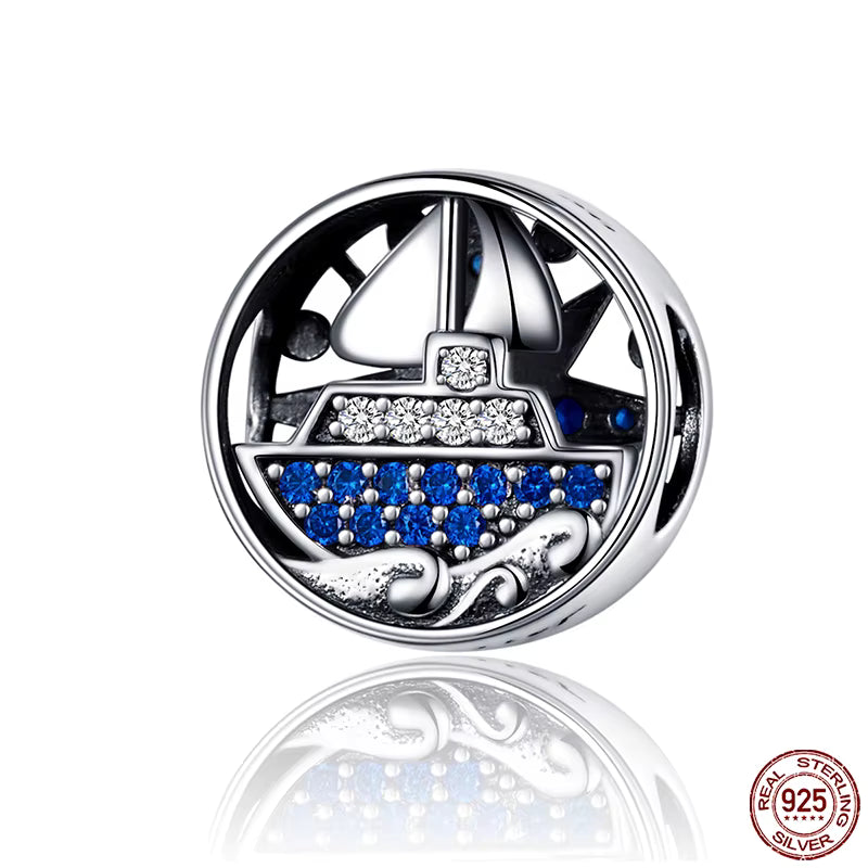 Sterling 925 Silber Freiheits-Schiff Charm Segelsymbol