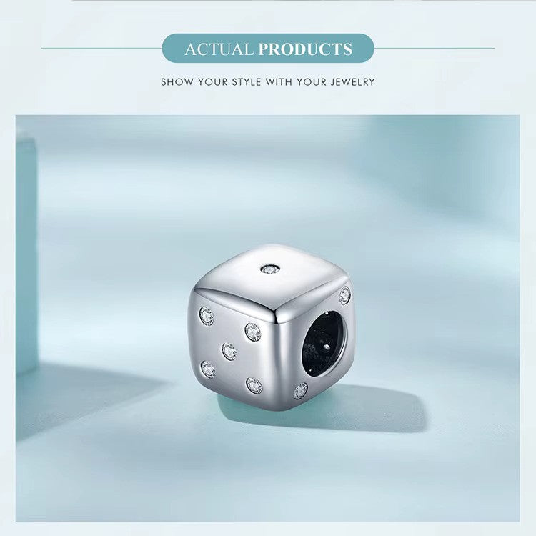 925 Sterling Silver lucky dice charm. Pandora compatible – bring luck, fun, and unique style to your bracelet or gift a special someone.