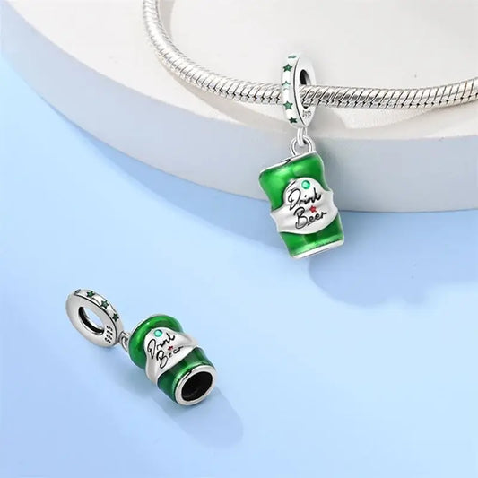Sterling Silber Charm grüne Bierdose – kompatibel mit Pandora Armbändern