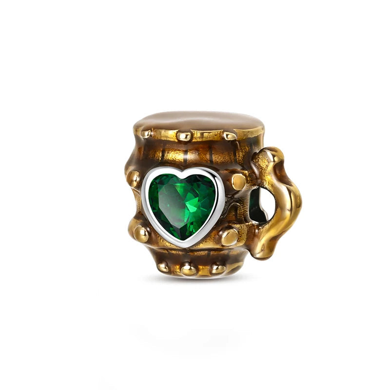 925 silver Oktoberfest beer mug charm bead. Traditional German beer stein charm for bracelet