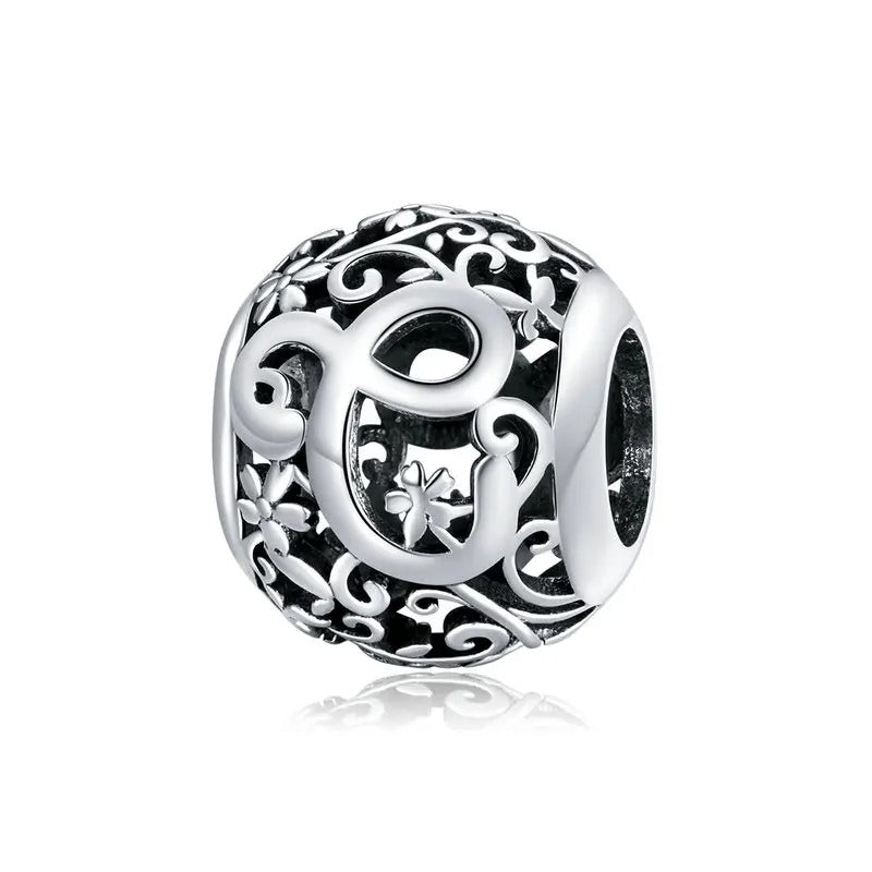 Sterling 925 Silver vintage style A-Z initials charm