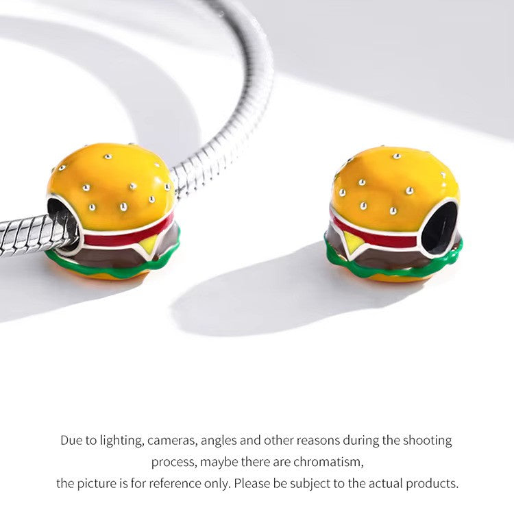 Sterling 925 Silver Hamburger Sandwich Charm