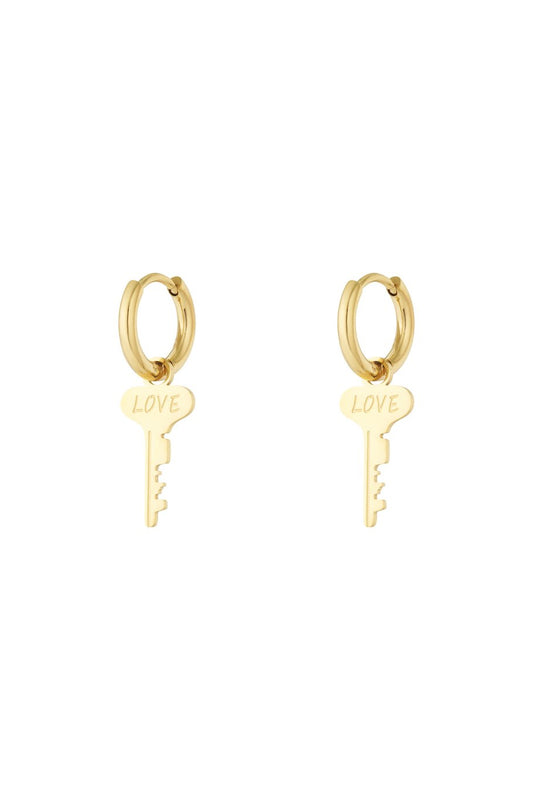Stainless Steel simple Love key earring
