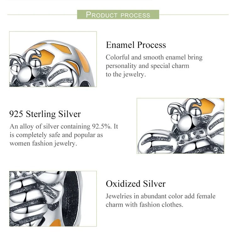 Sterling 925 Silver Beehive Bee Charm – Pandora Compatible
