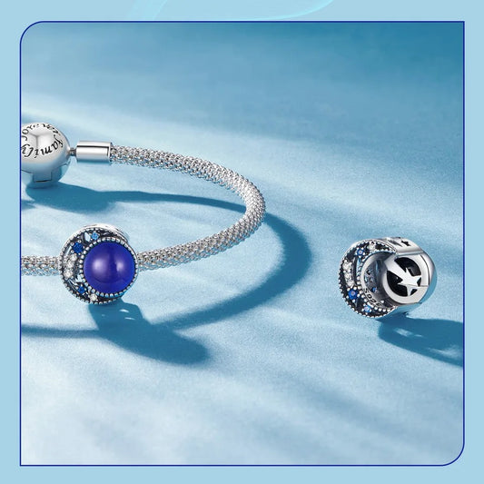 925er Silberanhänger, Halbmond Charm mit Farbwechsel, passend für Pandora Schmuck