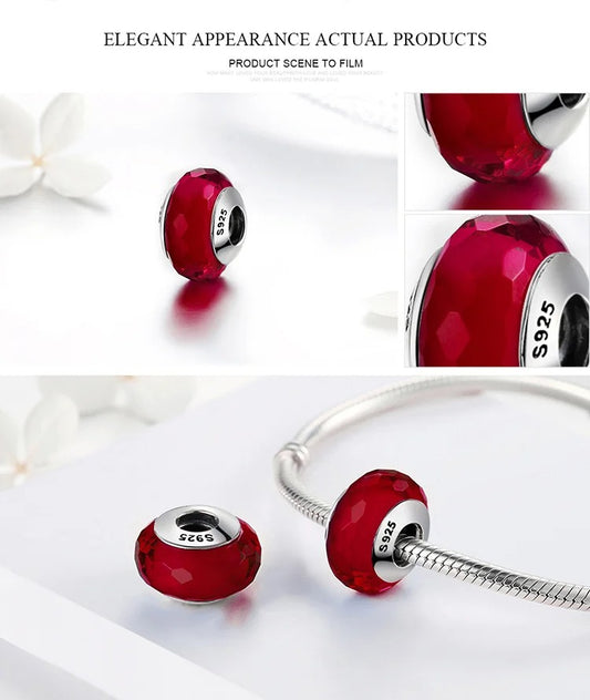 925er Silberanhänger, Juli Rubin Geburtsstein Charm in Rot, passend für Pandora Schmuck