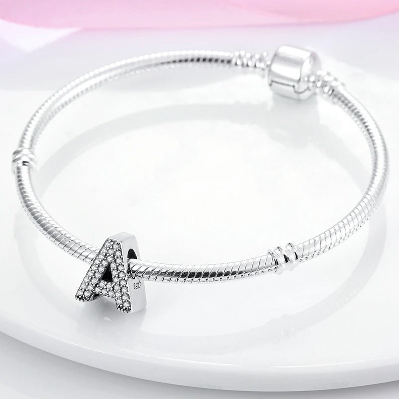 Sterling 925 silber Buchstabe zweizeitig Anhänger Charm für Armband Compatible Pandora1