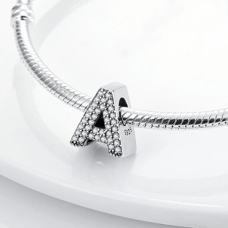 Sterling 925 silber Buchstabe zweizeitig Anhänger Charm für Armband Compatible Pandora2