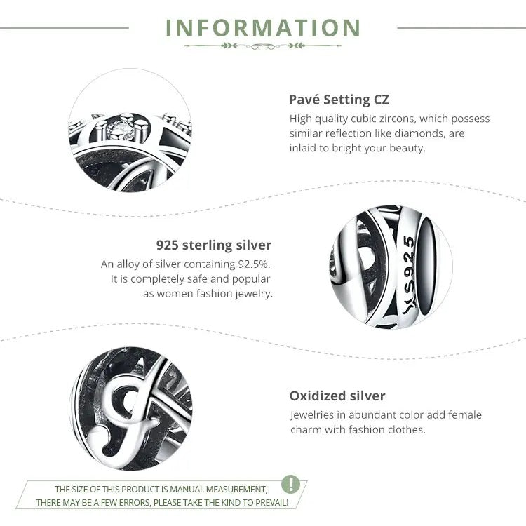 Sterling 925 silber Buchstaben Anhänger Charm für Armband Compatible Pandora5
