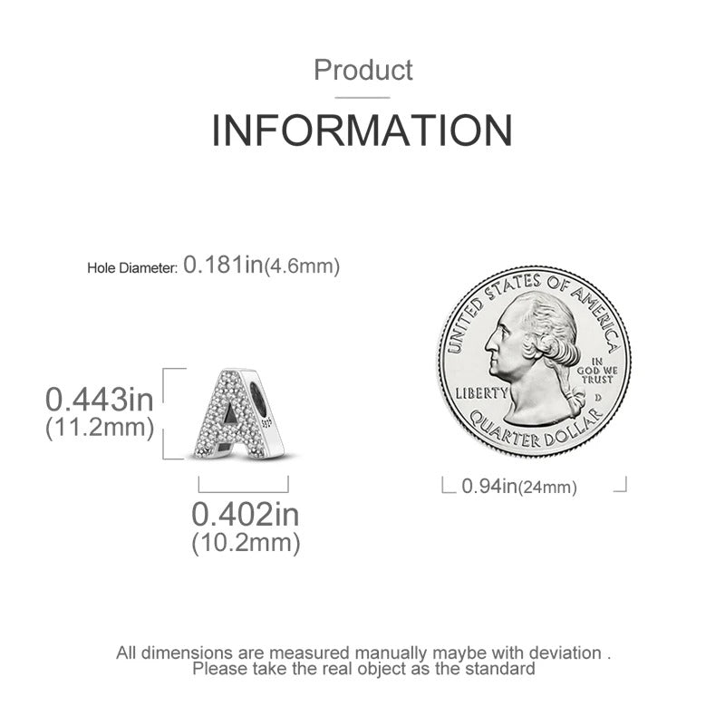 Sterling 925 silber Buchstabe zweizeitig Anhänger Charm für Armband Compatible Pandora3