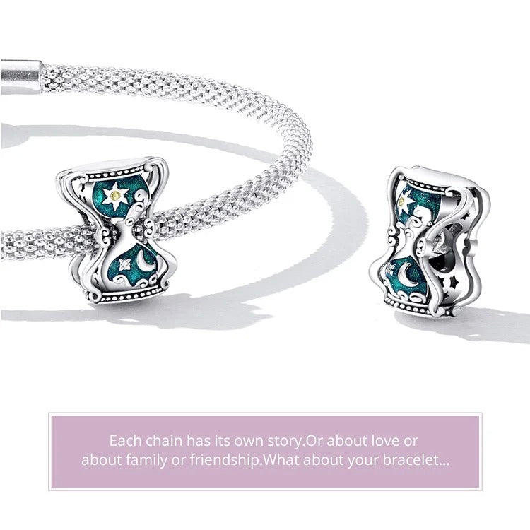 Sterling 925 Silber Fantasy Bunte Sanduhr Charm - Kompatibel mit Pandora