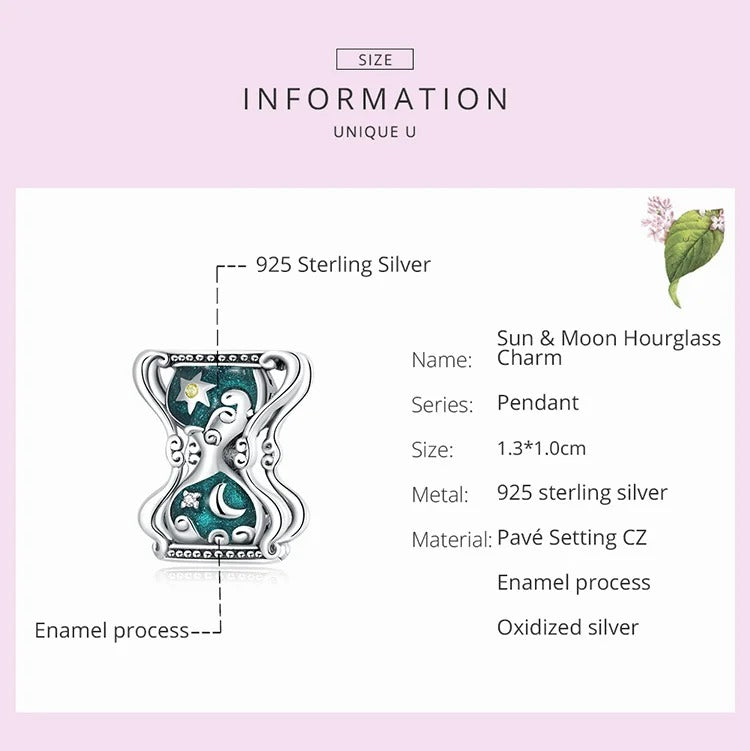 Sterling 925 Silber Fantasy Bunte Sanduhr Charm - Kompatibel mit Pandora