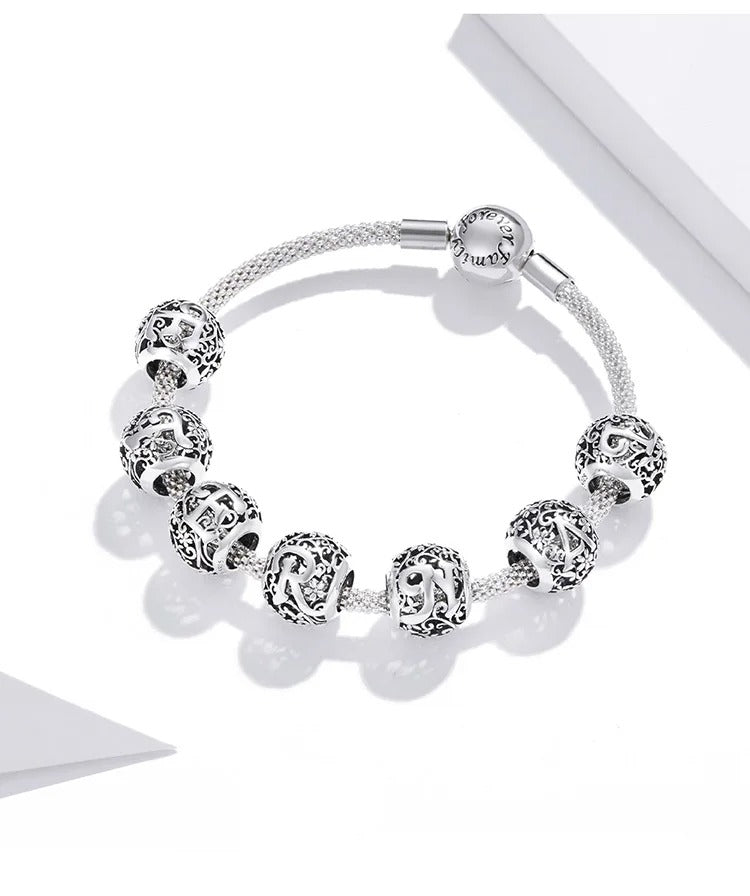 Sterling 925 Silver vintage style A-Z initials charm