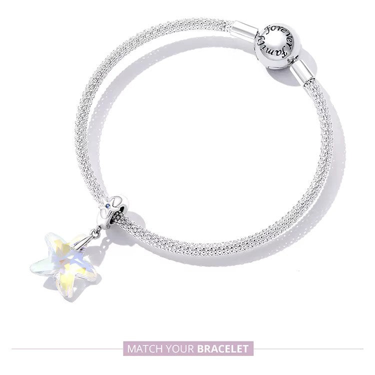 Silber Seestern Anhänger mit bunten Kristallen für Pandora Armband