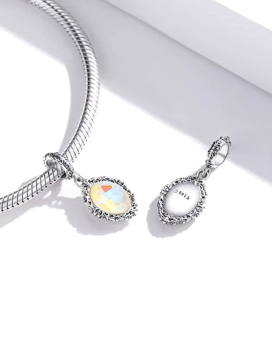 Silber Vintage Anhänger Charm mit bunten Kristallen für Pandora Armband