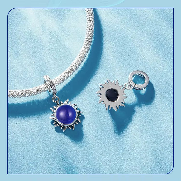 925er Silberanhänger, Sonnen Charm mit Farbwechsel, passend für Pandora Schmuck