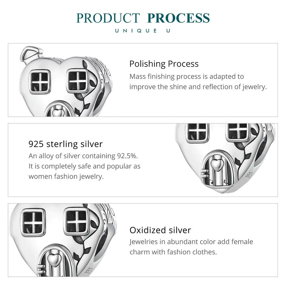 Sterling Silber Haus Charm Symbol für Familie und Liebe
