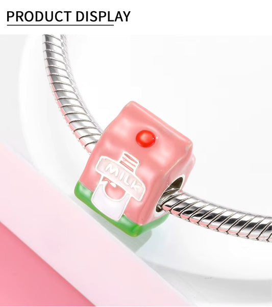 Sterling 925 Silver Enamel Milk Fun Charm – Pandora Compatible