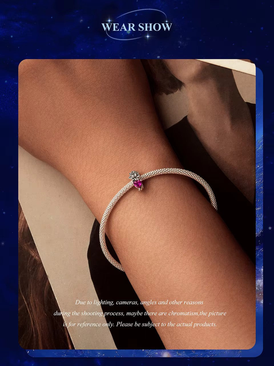 Charm aus Sterling Silber mit leuchtendem Lotus-Geburtsstein – zeitlos schön & Pandora kompatibel