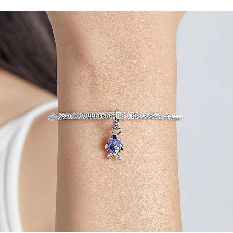 Silber bunter Fisch Anhänger für Pandora Armband