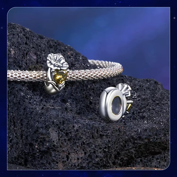 August Poppy Yellow Geburtsstein Charm aus 925 Sterling Silber, Pandora kompatibel