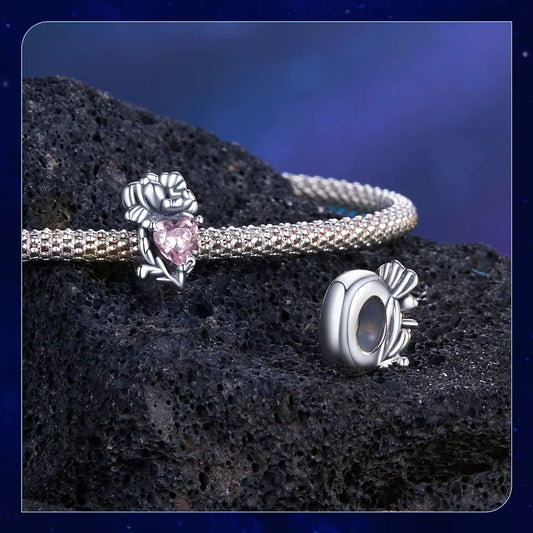 925er Silberanhänger, Oktober Ringelblumen-Geburtsstein in Pink, passend für Pandora Schmuck