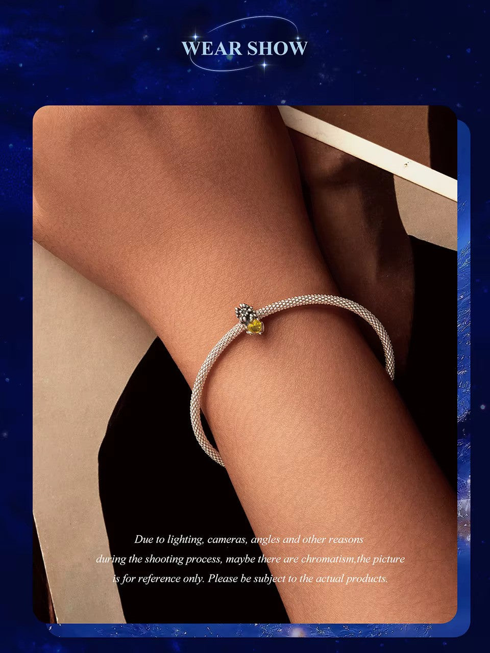 Eleganter Sterling Silber Charm mit goldenem November-Geburtsstein – perfekt für Pandora Armbänder