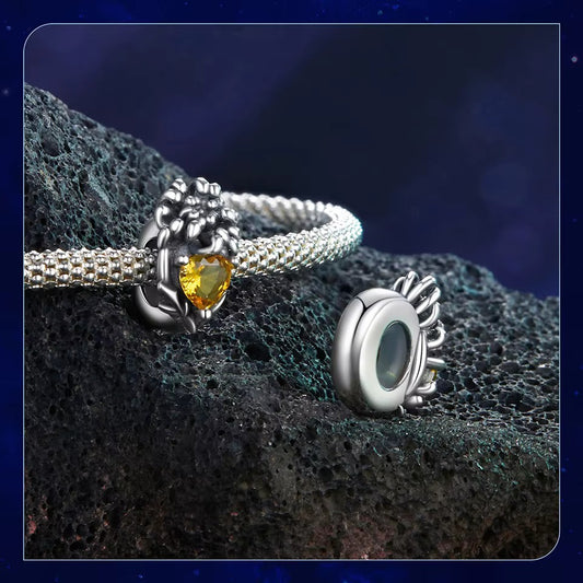 925er Silberanhänger, November Chrysanthemen-Geburtsstein in Gold, passend für Pandora Schmuck