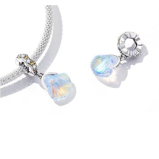 Silber Muschel Anhänger mit bunten Kristallen für Pandora Armband