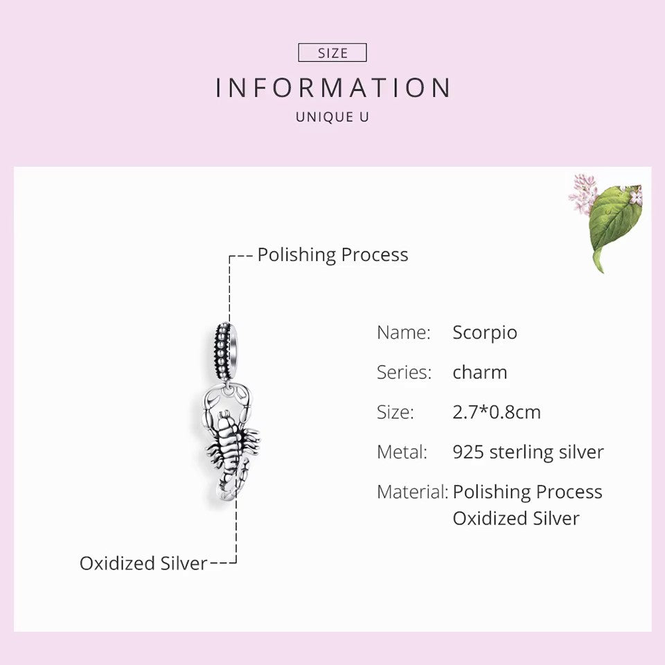 sterling silber Skorpion Klein Anhänger für Armband mass