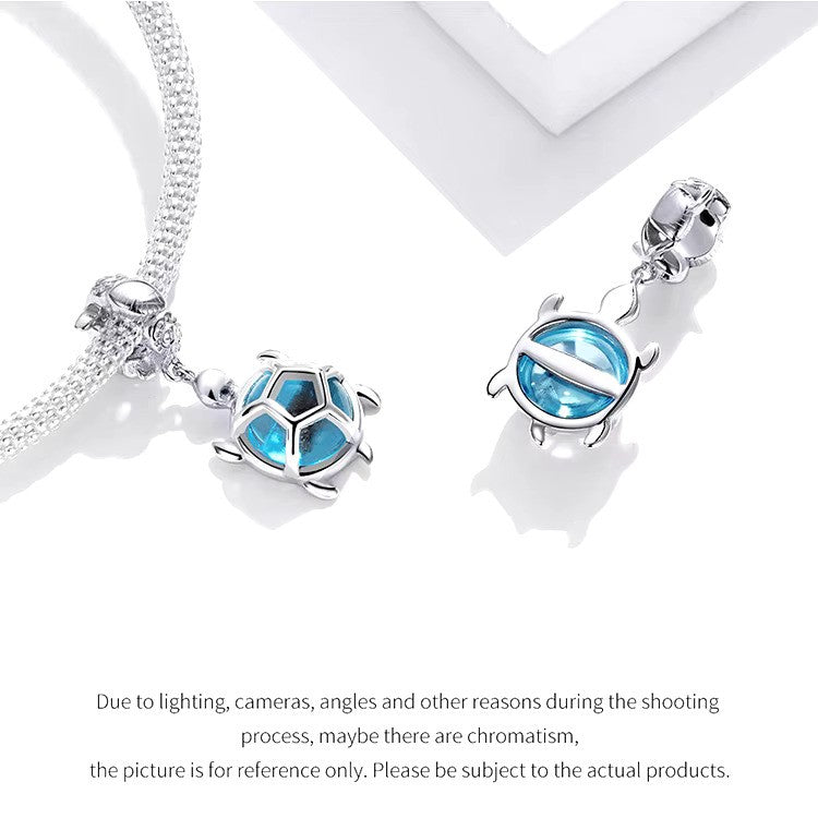Sterling 925 Silber Blau-transparent Meeresschildkröte Charme